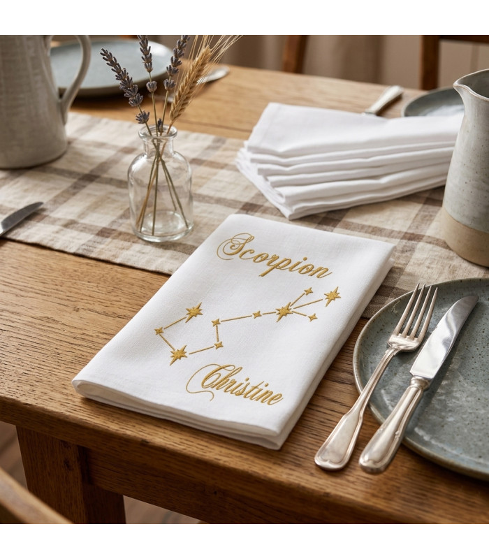 Serviette de Table Personnalisée Broderie Scorpion