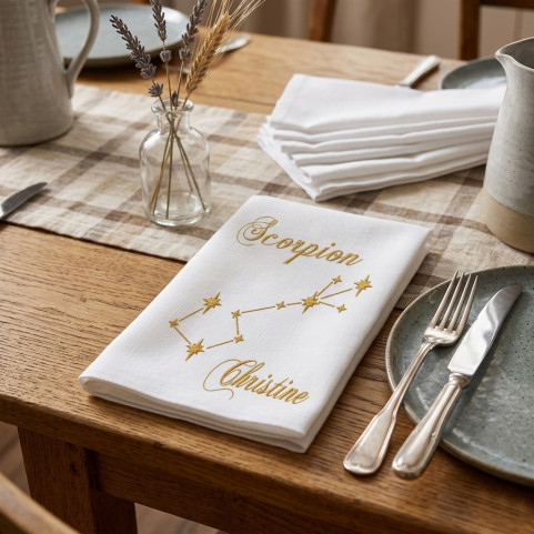serviette de table personnalisée signe astrologique scorpion