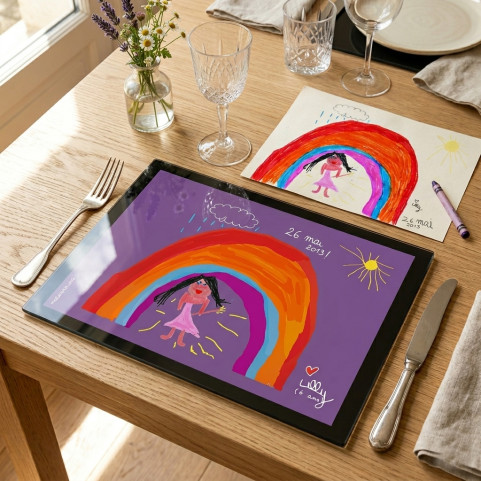 set de table en verre personnalisé avec dessin enfant
