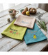 Serviette de Table Marron Chocolat Broderie Or - Coton ou Lin Personnalisée