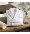 Peignoir personnalisé et brodé avec prénom blanc