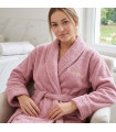 peignoir coton vieux rose brodé haute qualité col chale personnalisé