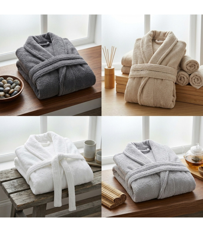 Peignoir Col Châle Éponge Luxe 450g/m² Personnalisé Broderie