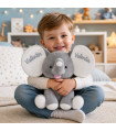 Elephant peluche couleur gris brodé avec prénom