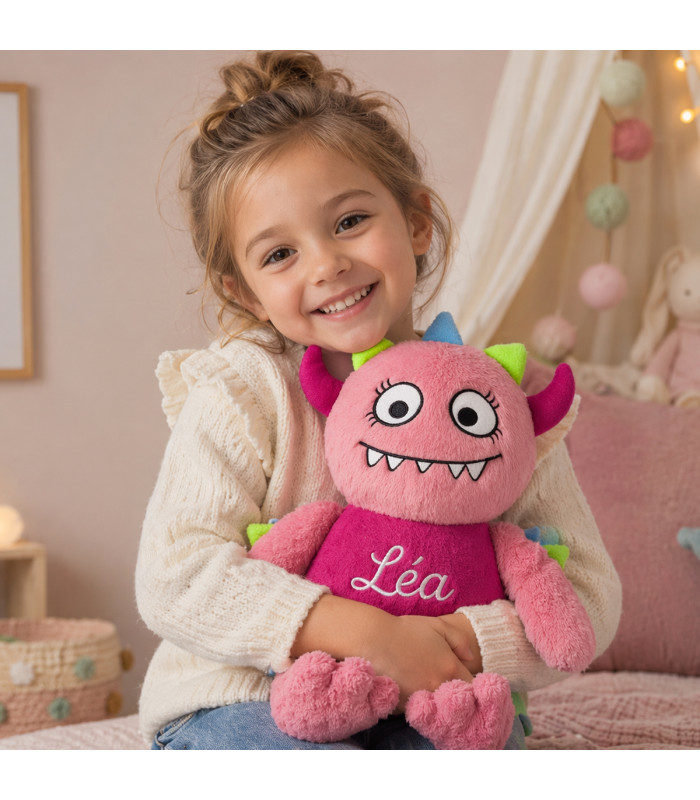 Gribouille le Monstre Rose – Peluche personnalisée brodée
