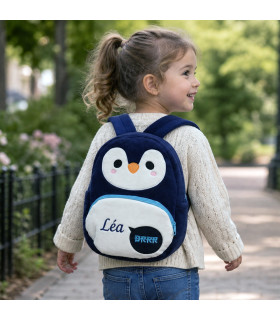 sac à dos pingouin personnalisé prénom enfant brodé