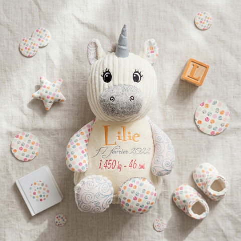 peluche licorne personnalisée prénom enfant