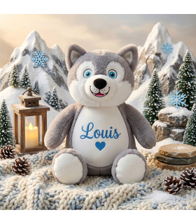chien loup personnalisé avec prénom brodé