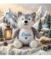 Peluche Chien loup husky brodé et personnalisé
