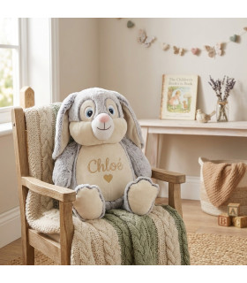 peluche lapin gris personnalisé avec prénom brodé