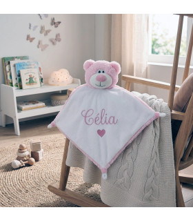 doudou ours rose personnalisé avec prénom brodé