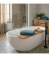 drap de bain brodé prénom bleu finition dentelle
