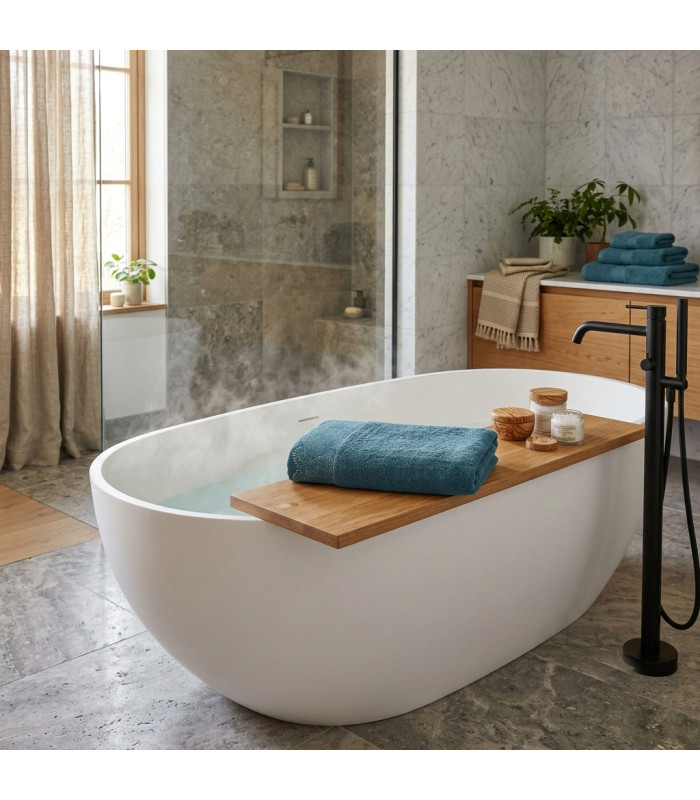 Drap de Bain Brodé avec Finition Dentelle – 100% Coton