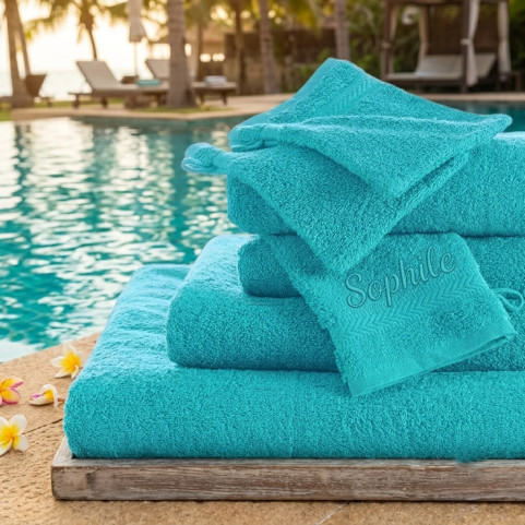 linge de bain bleu personnalisé avec prénom brodé