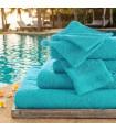 Drap de Bain / Serviette Bleu Aqua Brodé - Coton 500 g/m² Belge & Français