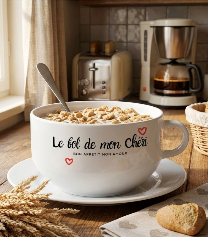 Bol personnalisé "Le bol de mon chéri" - Photo & Texte au verso