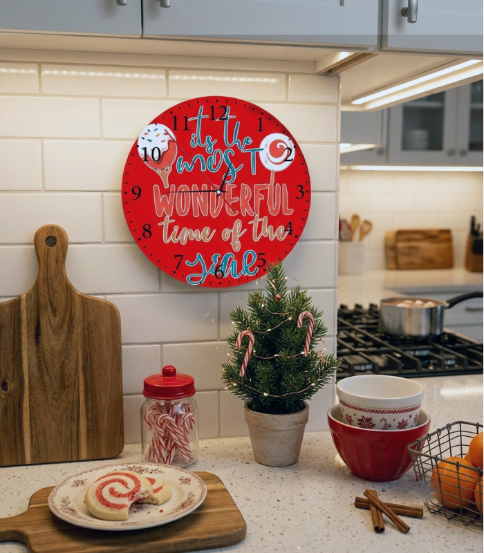 Horloge Murale Design Rouge "Fun & Dynamique" - Bois MDF