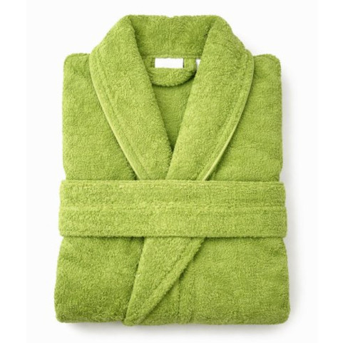 peignoir homme femme vert brodé