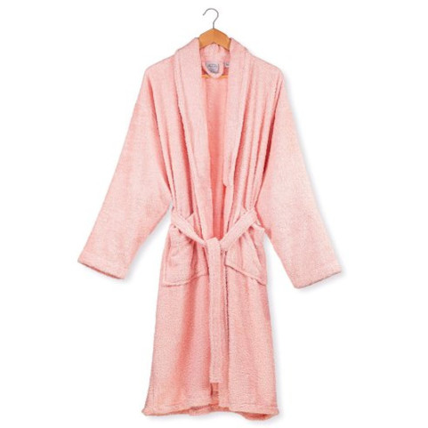 Peignoir Adulte Personnalisé en Coton 420g - Rose (Broderie Cœur ou Dos)