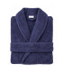 Peignoir en Coton Bleu Marine Col Châle - Personnalisable