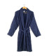Peignoir en Coton Bleu Marine Col Châle - Personnalisable