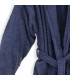Peignoir en Coton Bleu Marine Col Châle - Personnalisable