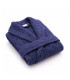 Peignoir en Coton Bleu Marine Col Châle - Personnalisable