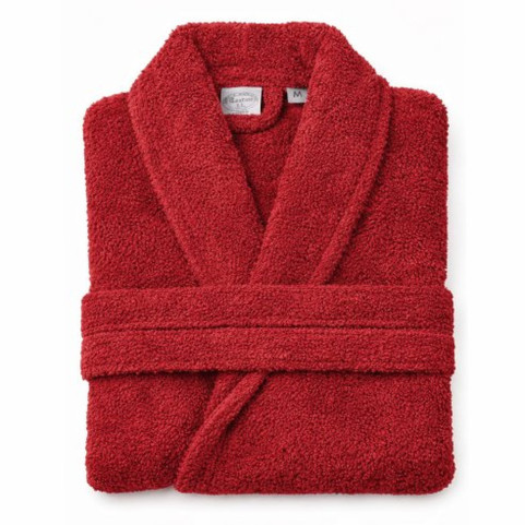 Peignoir en Coton Rouge Col Châle - Personnalisable