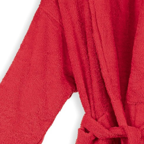 Peignoir en Coton Rouge Col Châle - Personnalisable