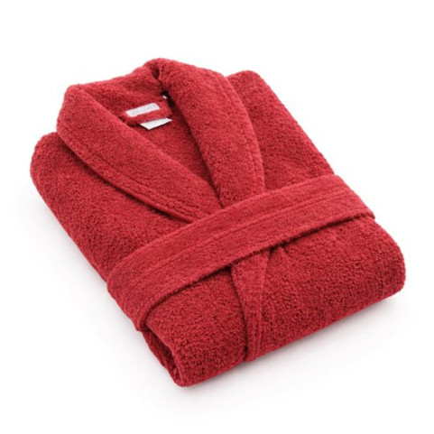 Peignoir en Coton Rouge Col Châle - Personnalisable