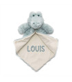 Doudou Crocodile Bleu Vert Personnalisé avec Prénom – Modèle brodé