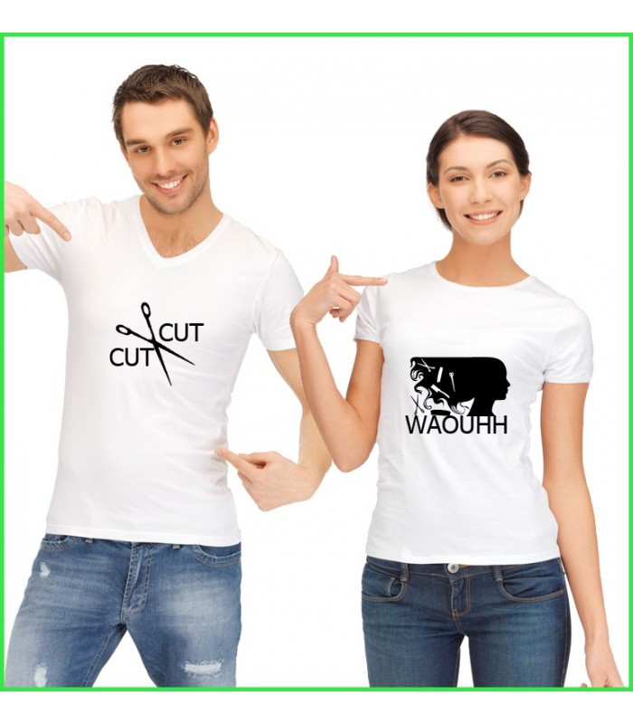 Duo de Tee-shirts Couple "Cut Cut" - Humour Décalé