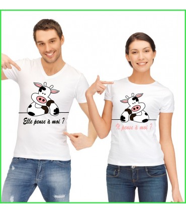Les 2 vaches sont transférées sur un tee shirt pour le couple