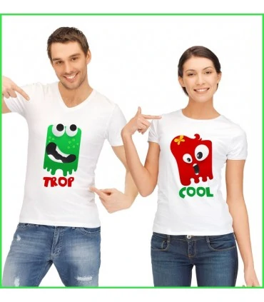 de la couleur et des personnages pour faire rire sur tee shirt duo