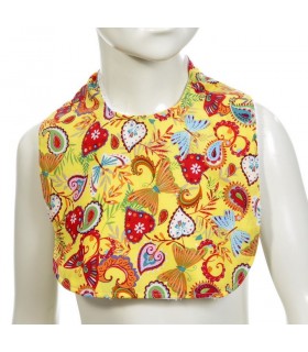 Bavoir de créateur, couleur jaune, création très originale pour un joli bavoir