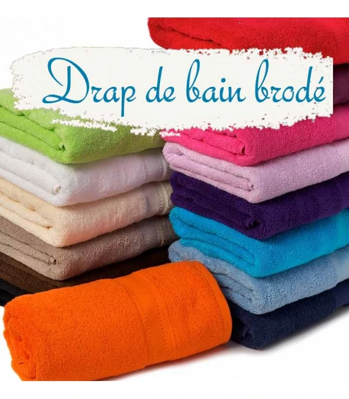 Drap de bain et serviette brodés