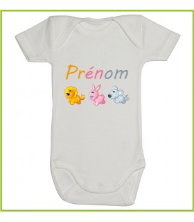 Body Bébé Personnalisé Prénom - Animaux Joyeux