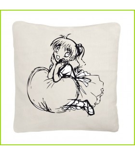 coussin déco pas cher avec jeune fille manga