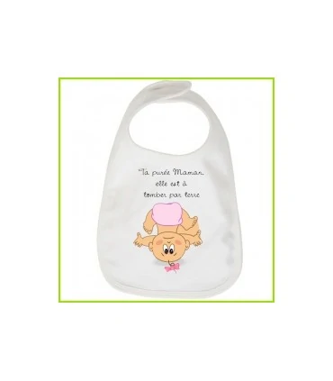 bavoir avec petit message rigolo sur la purée de maman