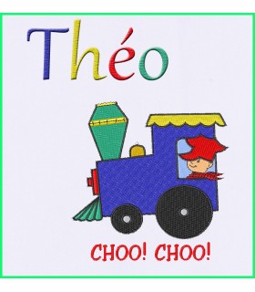 Le petit monde de camille brode pour vous un joli petit train enfant sur un bavoir, un drap de bain, une serviette