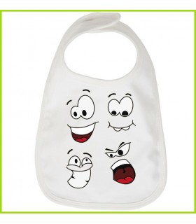 Bavoir imprimé avec des têtes originales et rigolotes