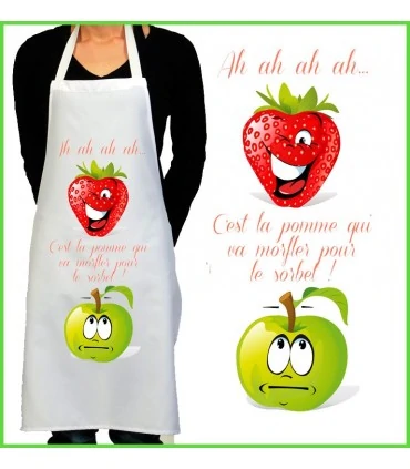 Tablier de cuisine motif fraise pomme