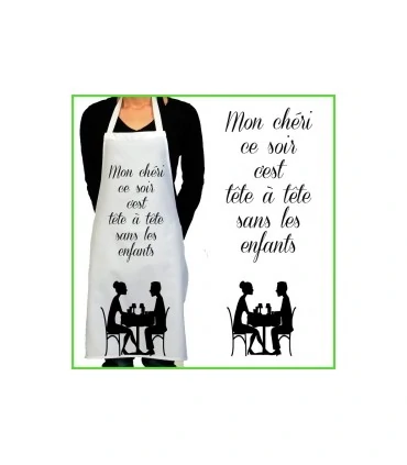 cadeau pour femme, tablier de cuisine rigolo avec texte tête à tete