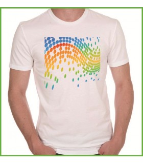 tee shirt avec plein de couleurs et de motifs pois colorés
