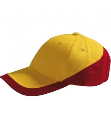 broderie sur casquette couleur jaune rouge