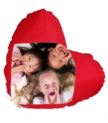coussin coeur personnalisé avec une photo