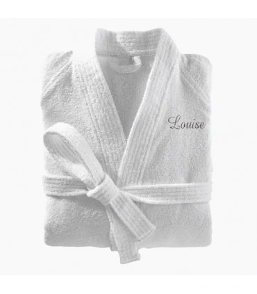 broderie sur joli peignoir de bain couleur blanc