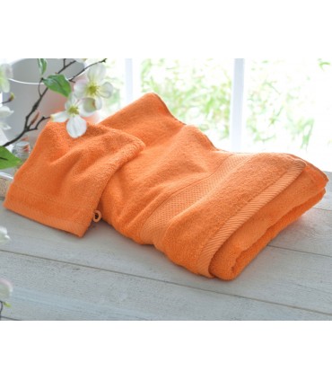 broderie sur drap de bain haute qualité couleur papaye