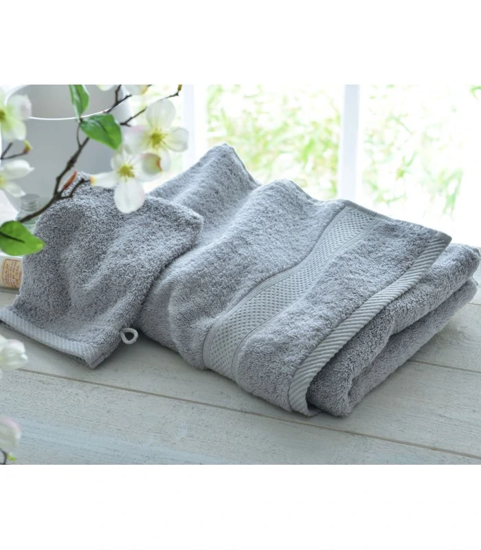 Drap bain personnalisé gris perle