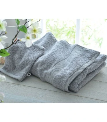 broderie sur drap de bain haute qualité couleur gris clair